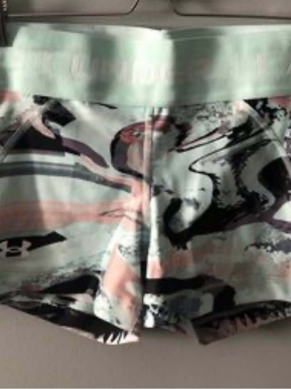 Under Armour Mint & Coral Abstract Print Athletic Shorts